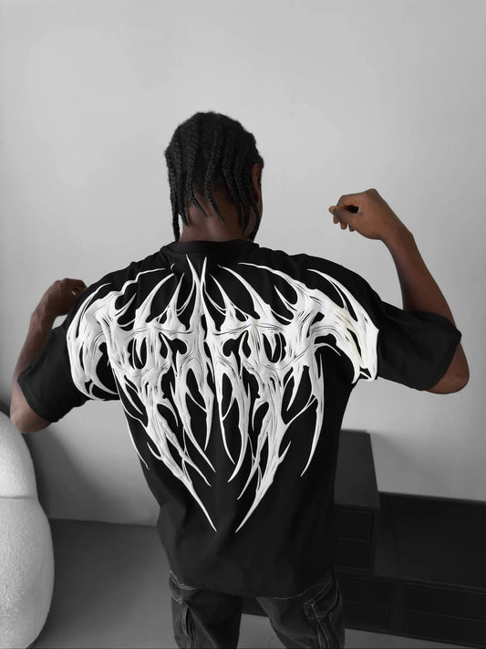 TRIBAL OVERSIZE T SHIRT BLACK